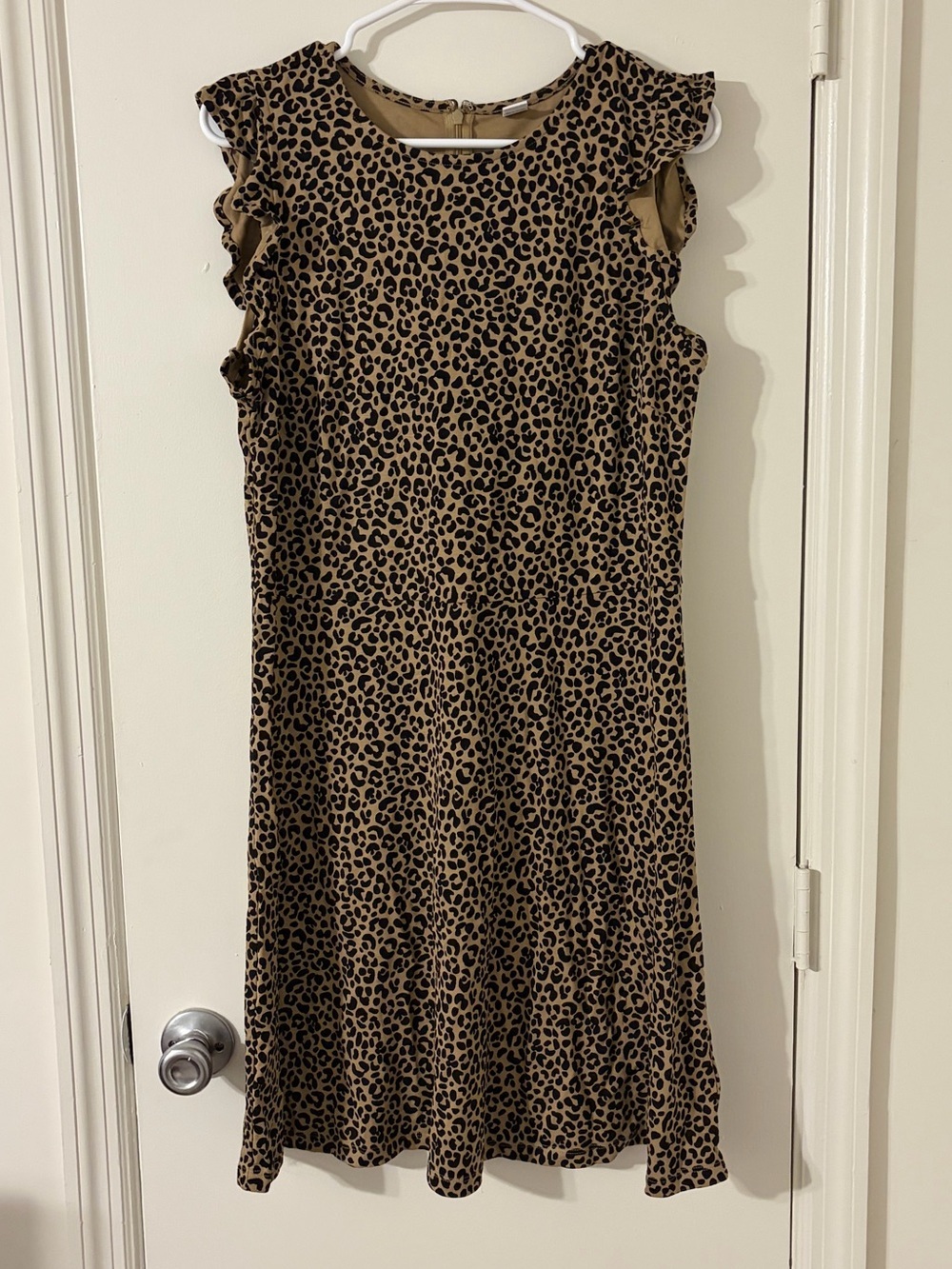 Old Navy Leopard Print Short Dress Womens Size Large Ruffle Sleeve NWT